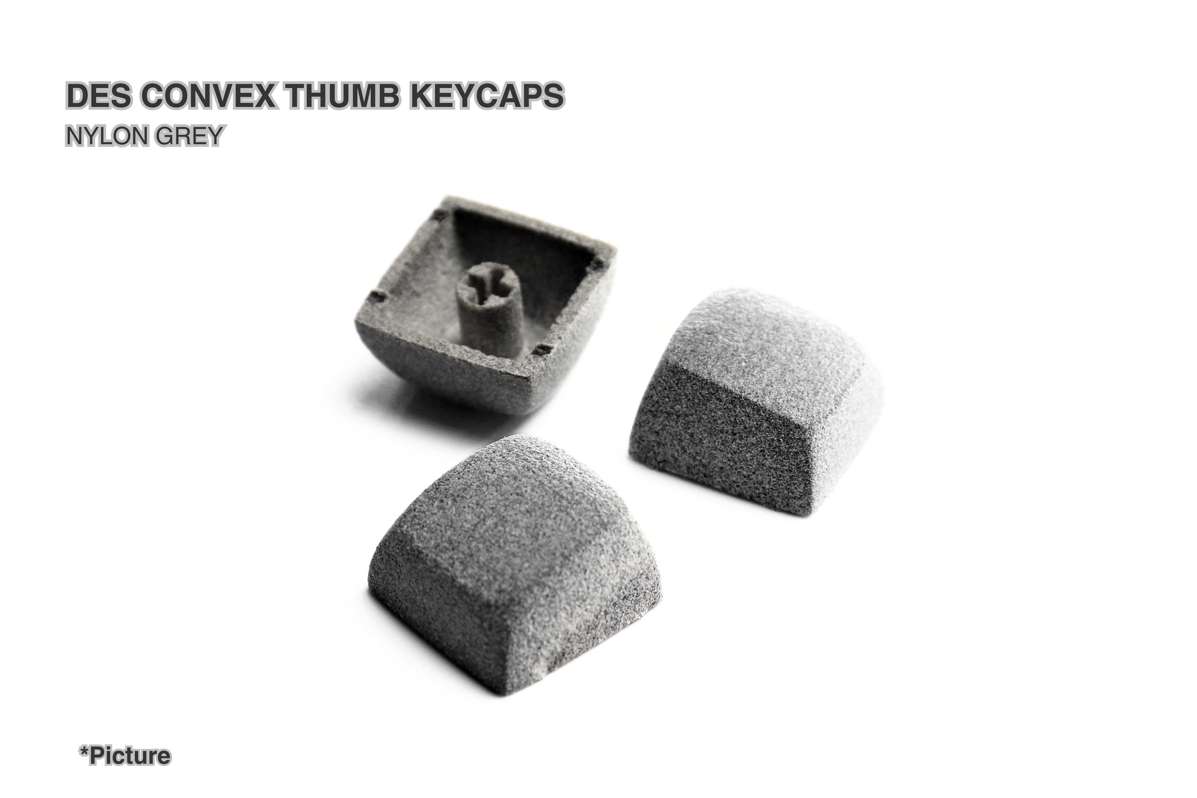 DES Convex Keycaps Shown in Nylon Grey