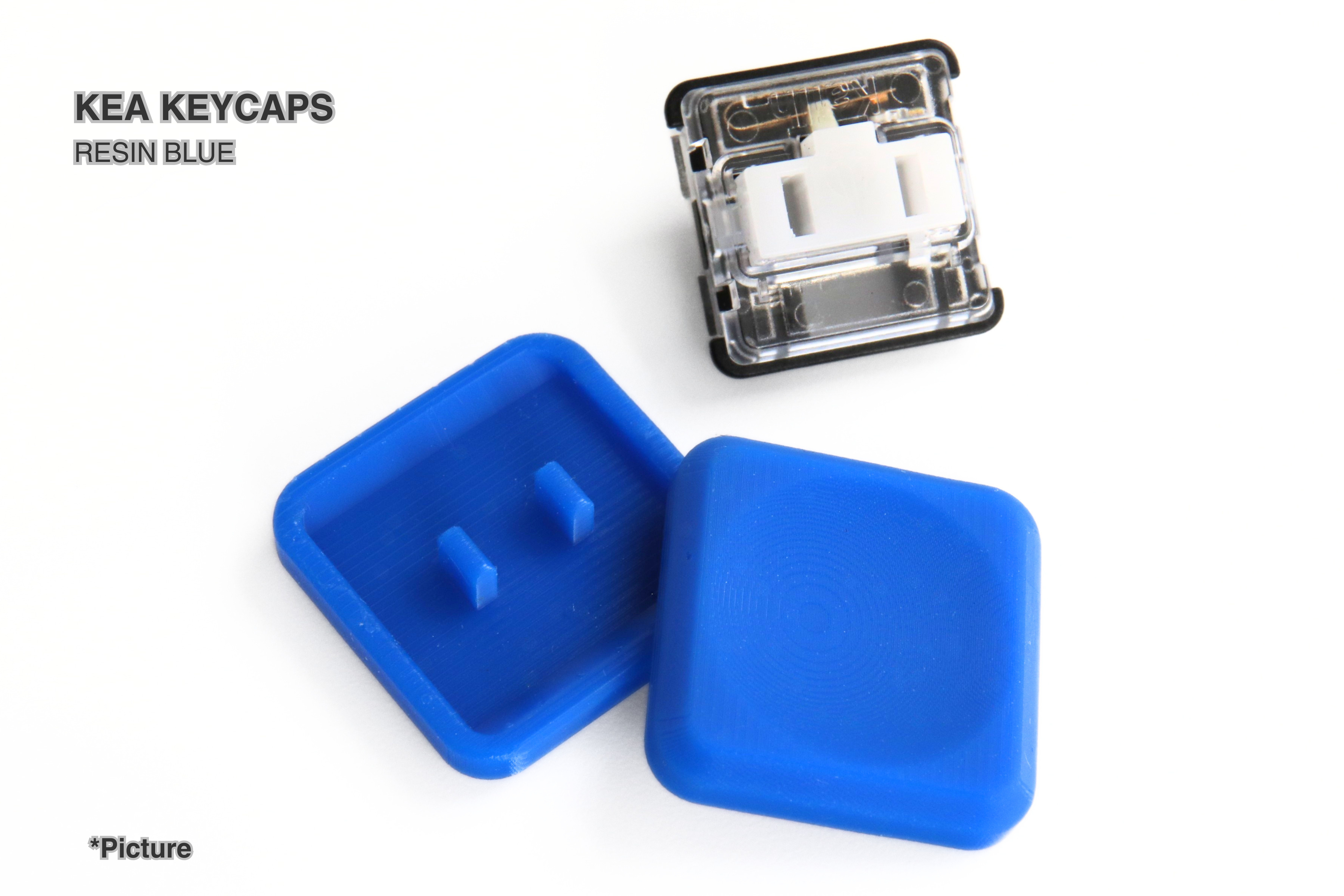 KEA Keycaps Shown in Blue Resin