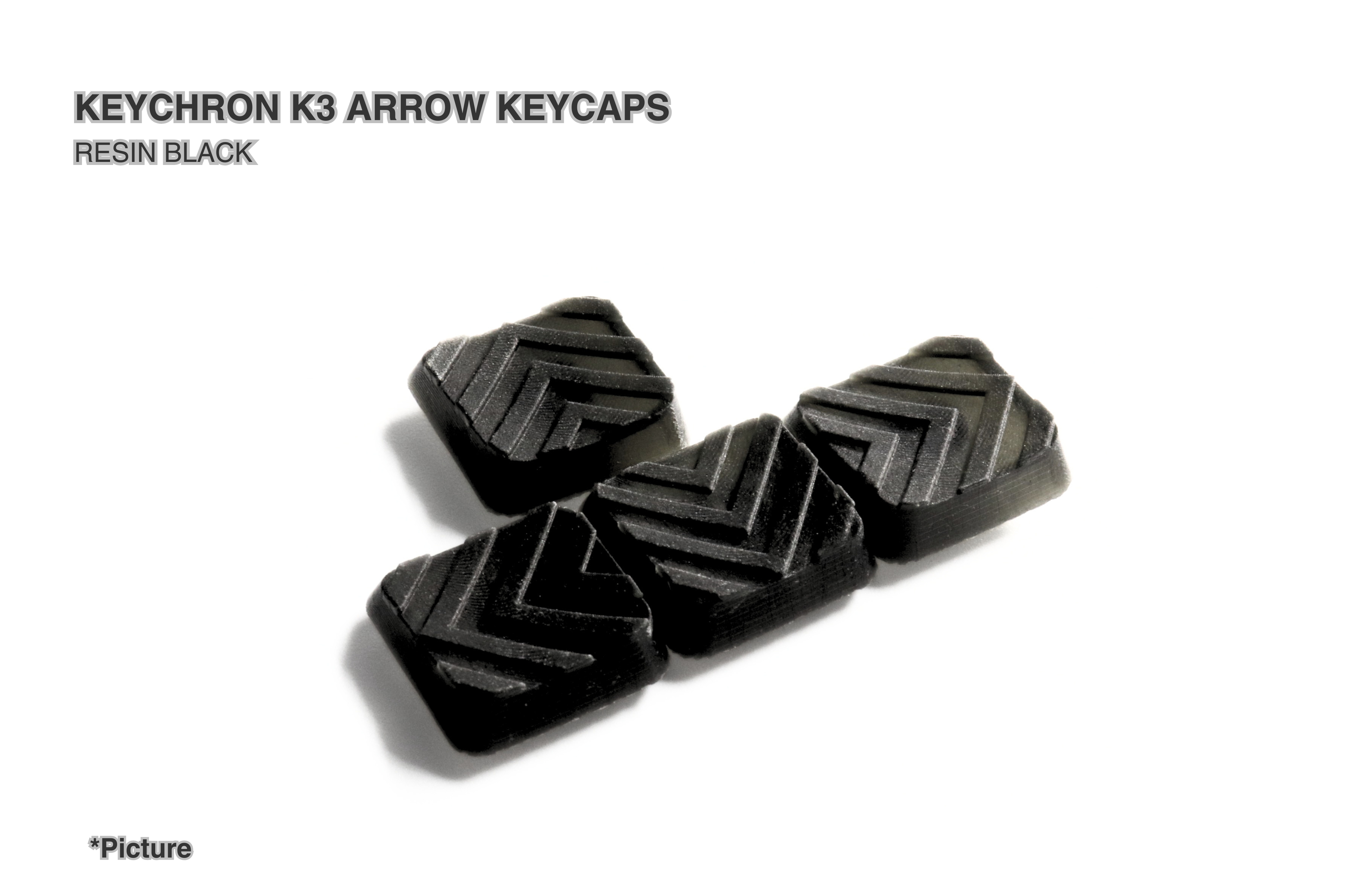 Keychron K3 Arrow Keycaps Shown in Black Resin Variation