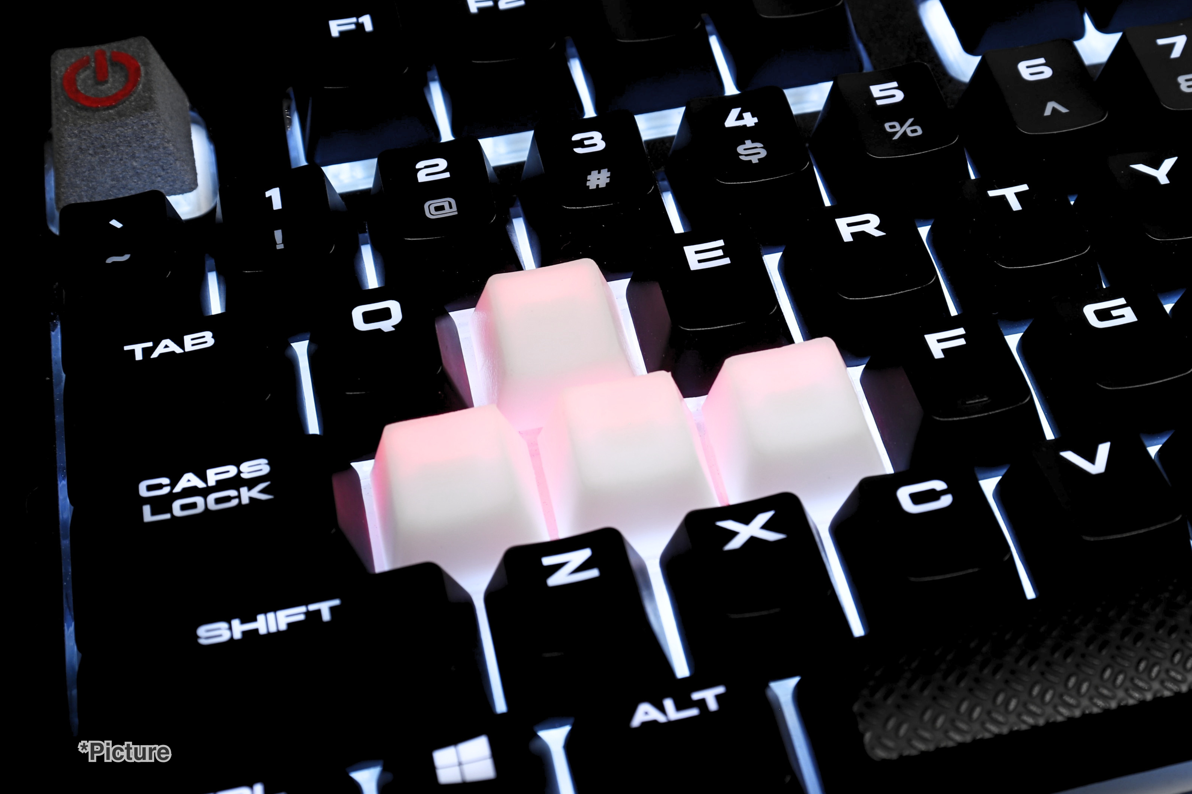OEM WASD Keycap Set Shown in Resin White
