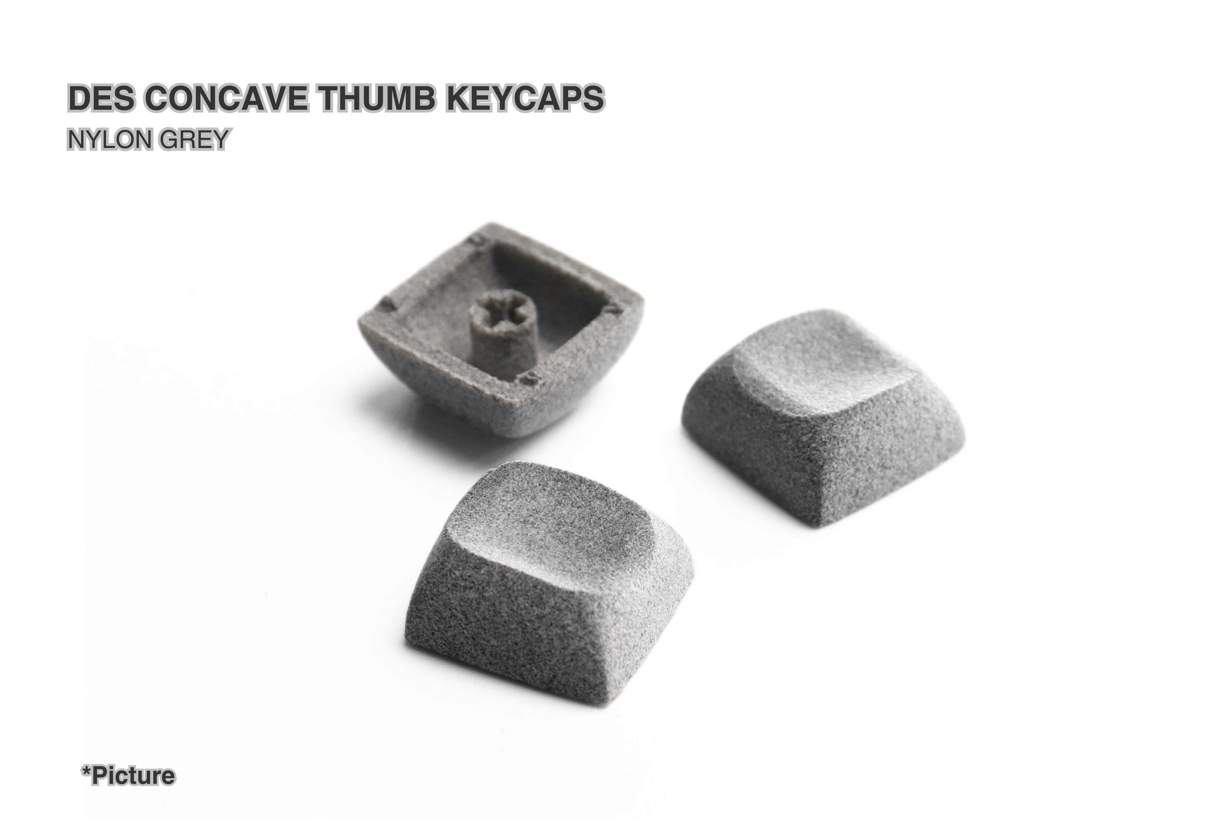 DES Concave Thumb Keycaps Shown in Nylon Grey