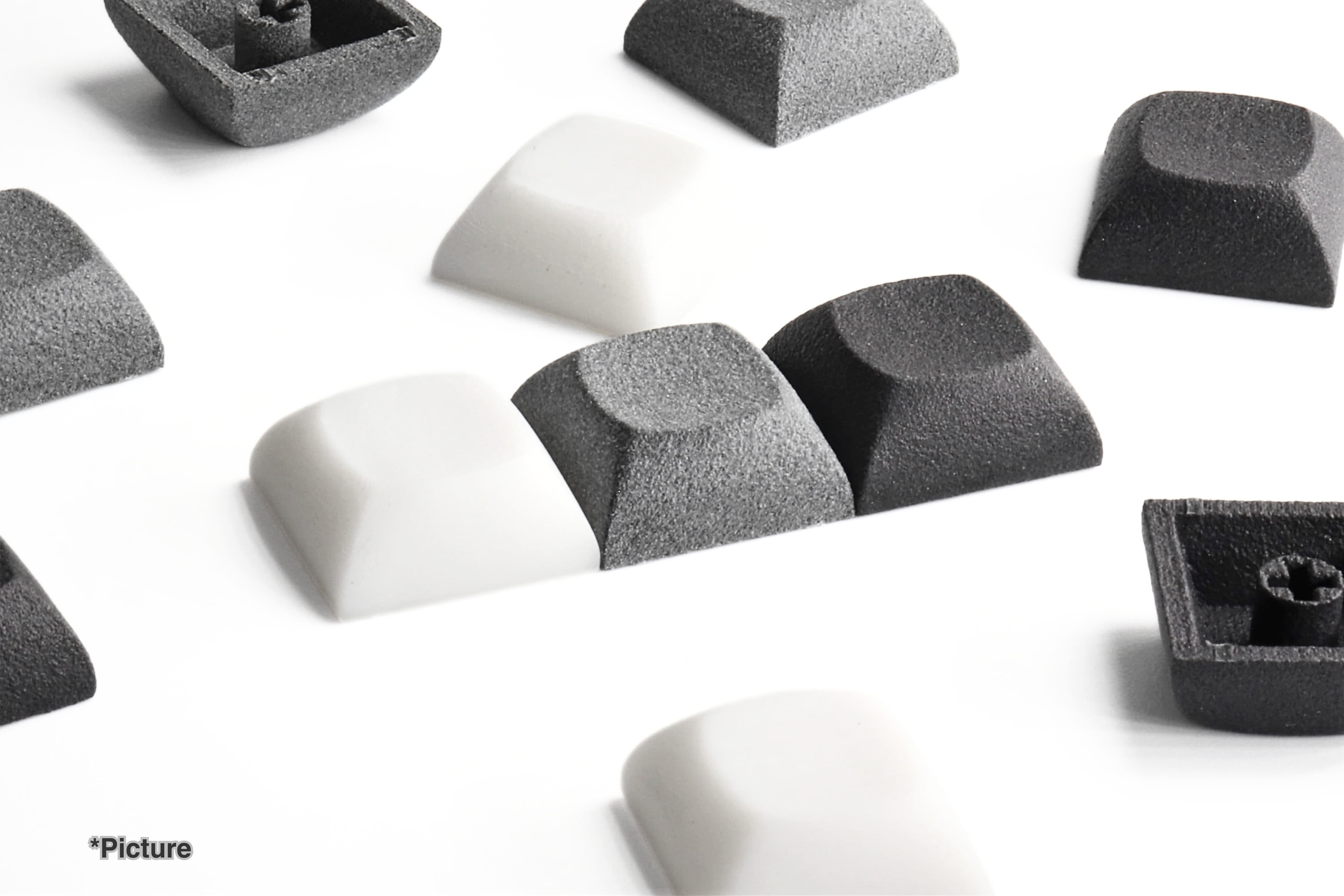 DSA Keycaps Shown in Nylon and Resin Materials