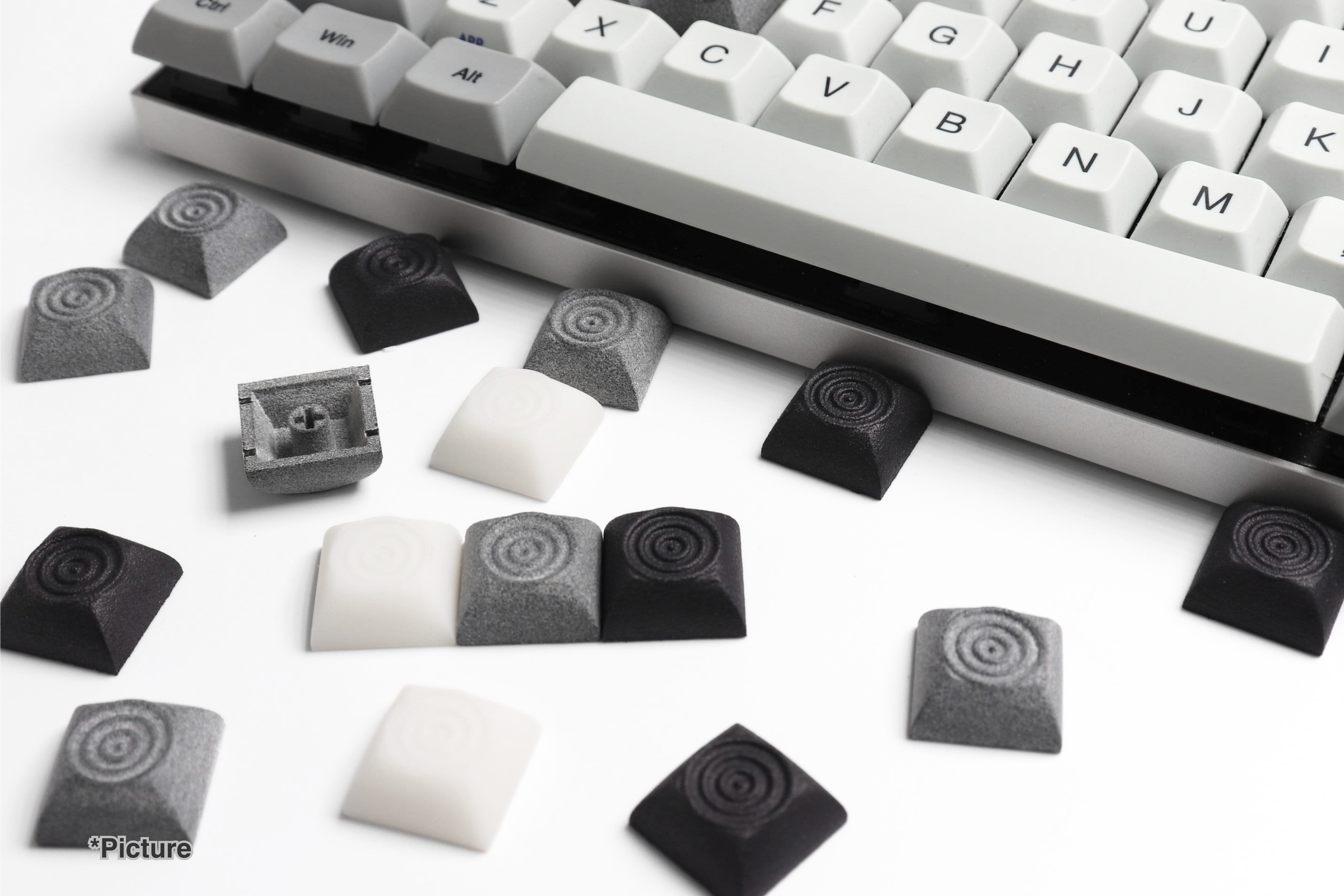DSA Ripple Keycaps in Resin and Nylon Materials