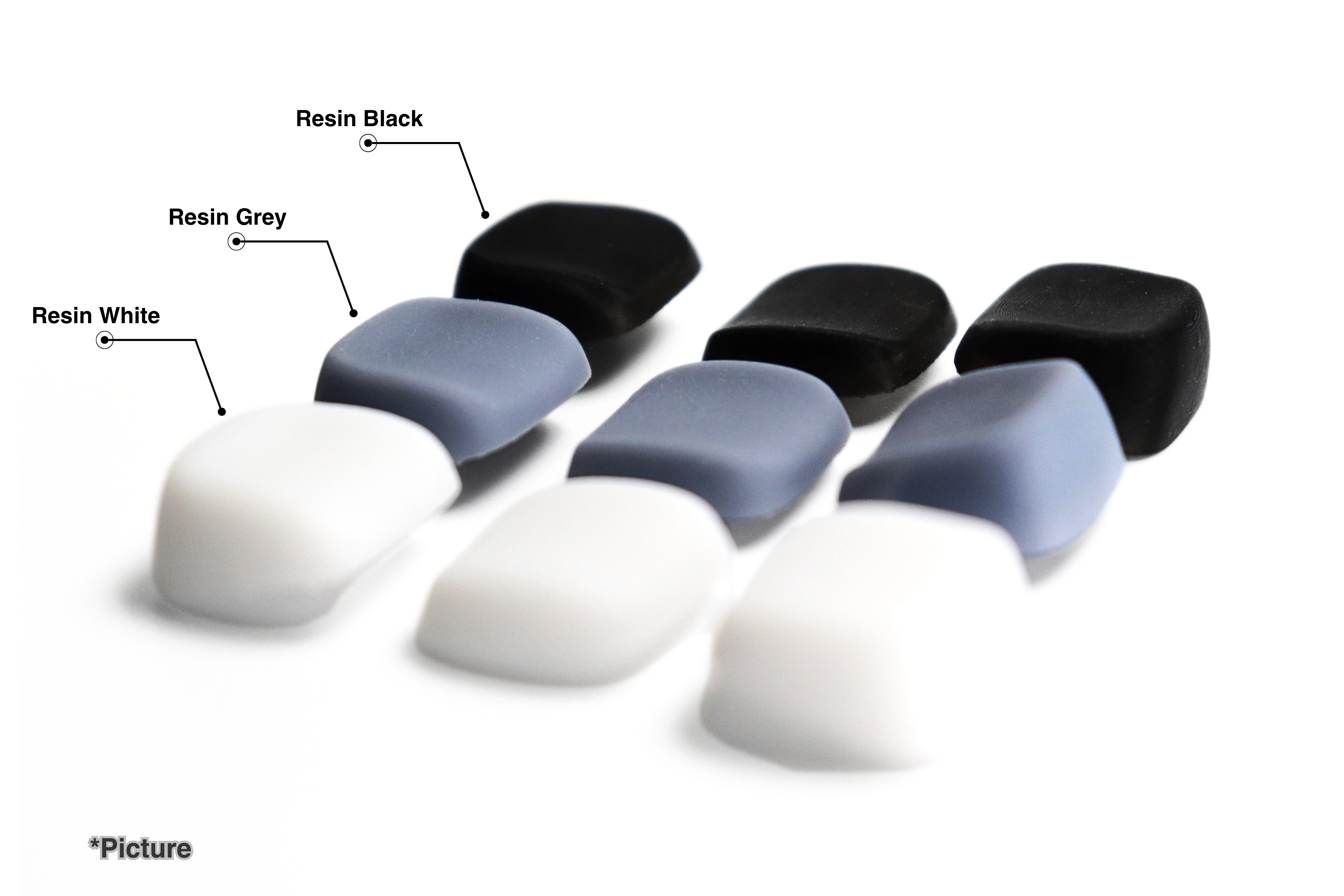 Lame Choc Sample Columns in Resin White, Resin Grey, and Resin Black