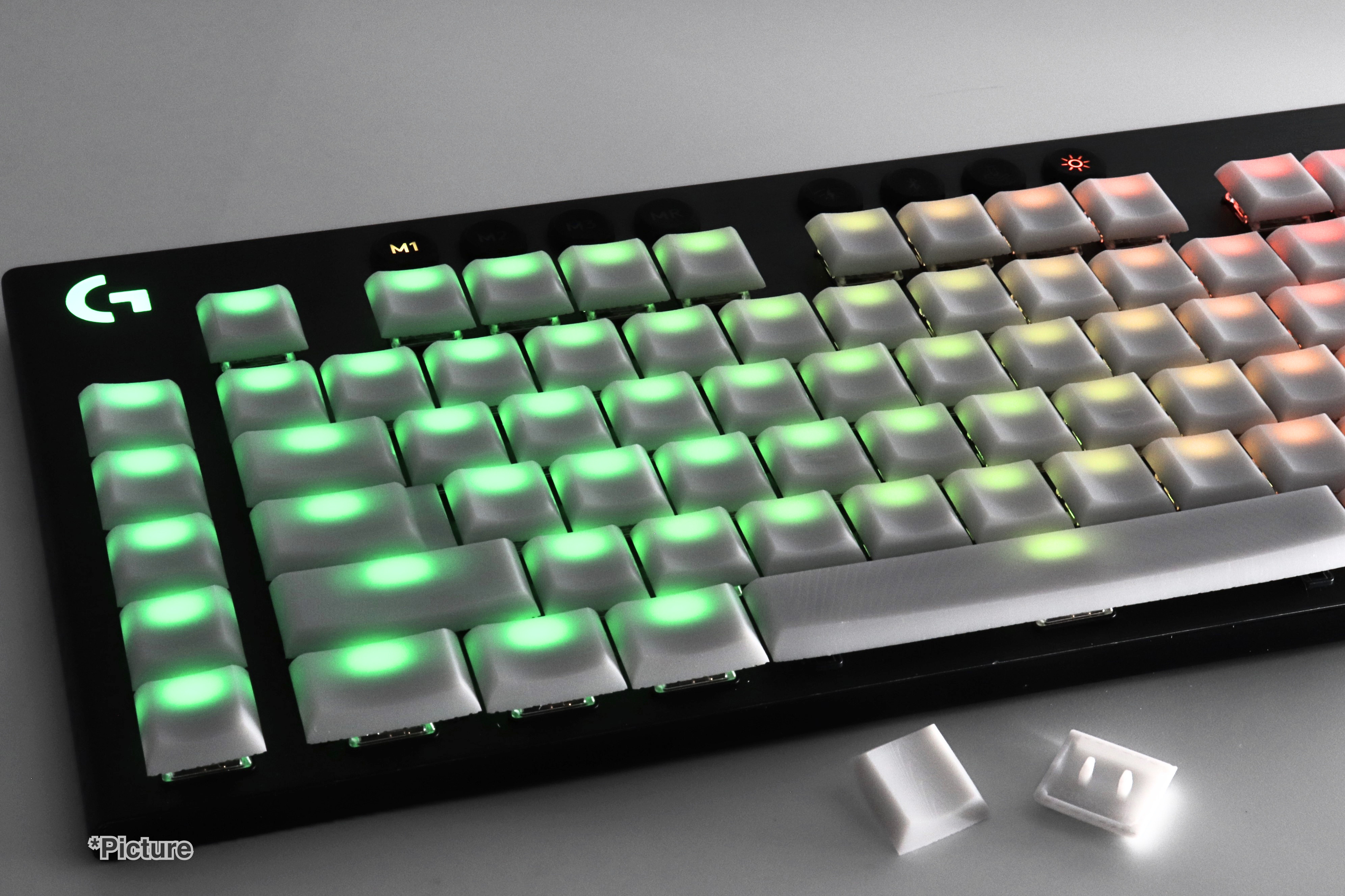 Logitech Keycap Set in Resin White Installed on Logitech Keyboard