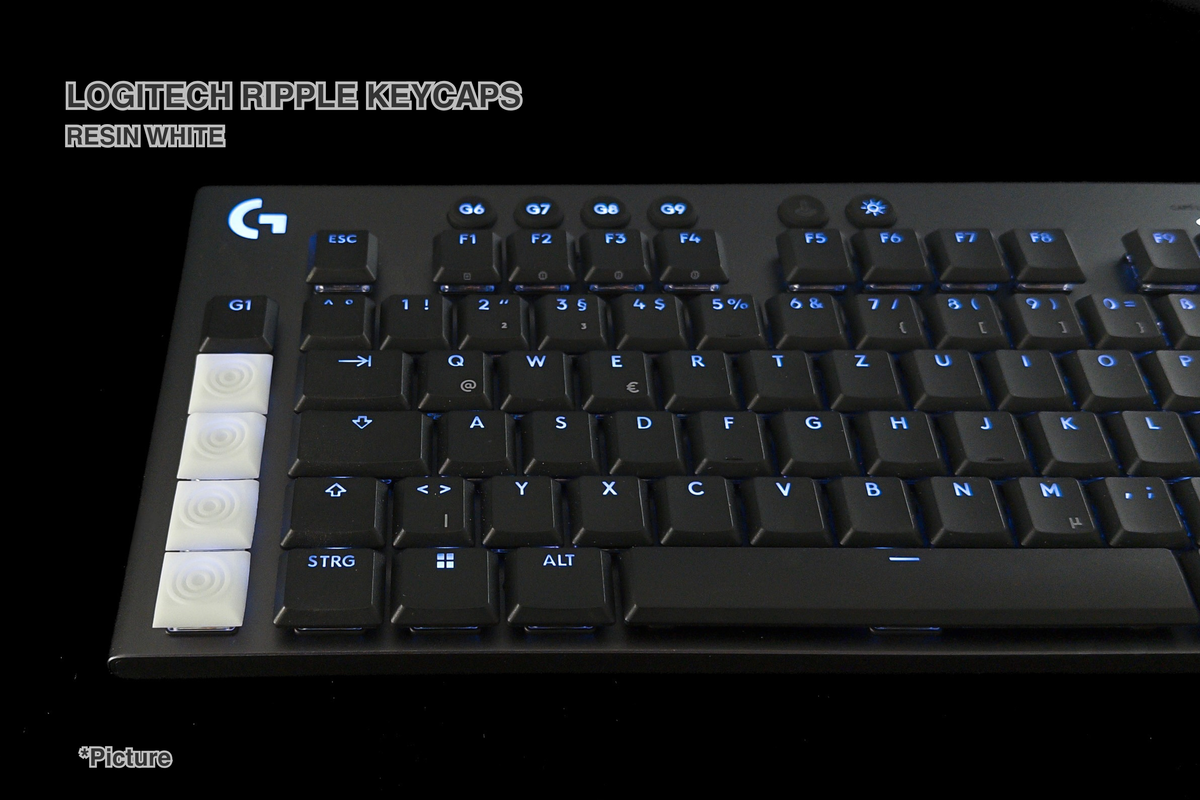 Logitech Ripple Keycaps Shown in Resin White