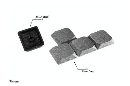 MX Nuphy Keycaps Shown in Nylon Black and Nylon Grey