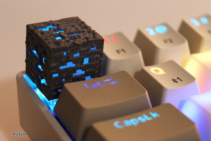 Minecraft ore artisan keycap on RGB mechanical keyboard