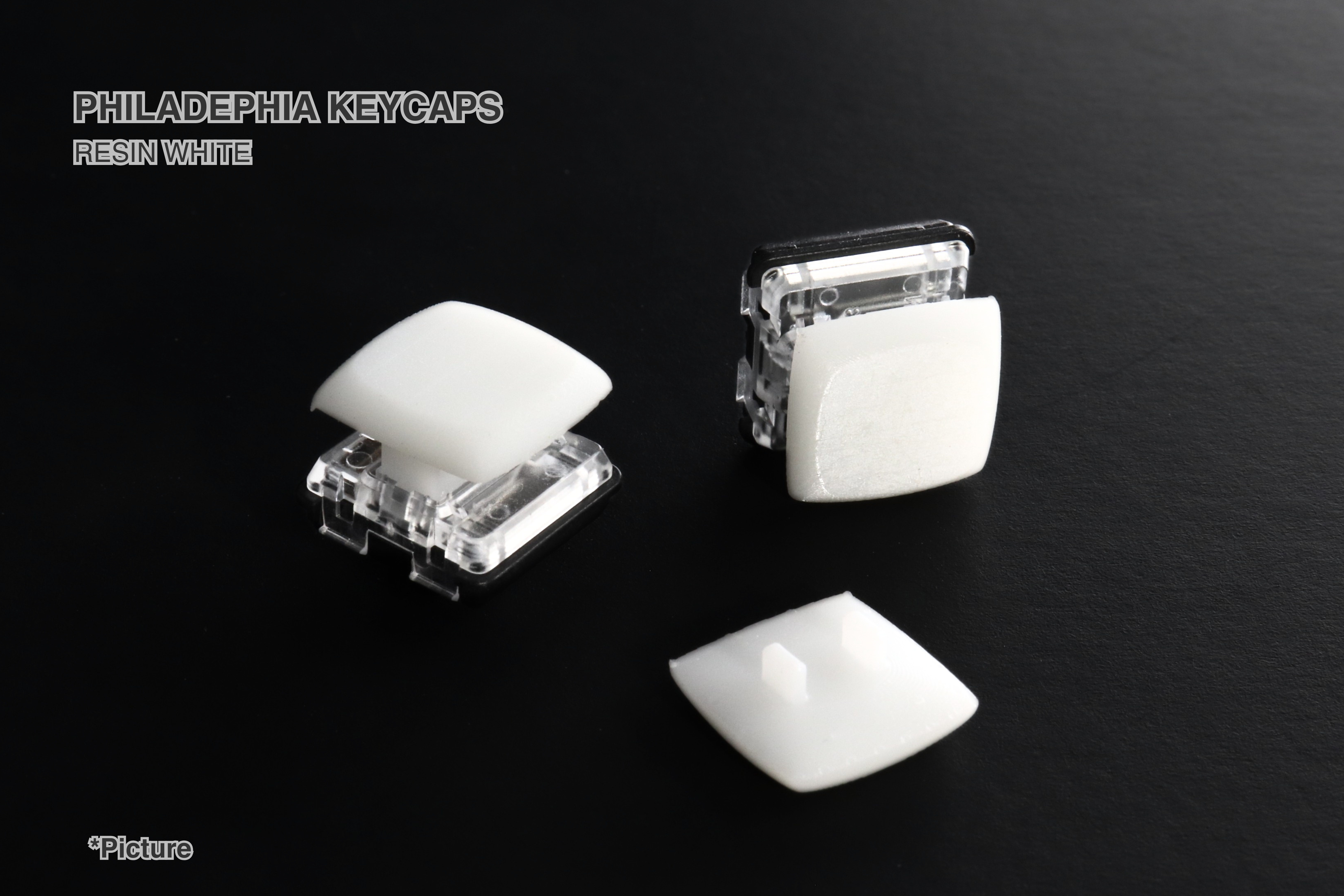 Philadephia Keycaps Shown in Resin White