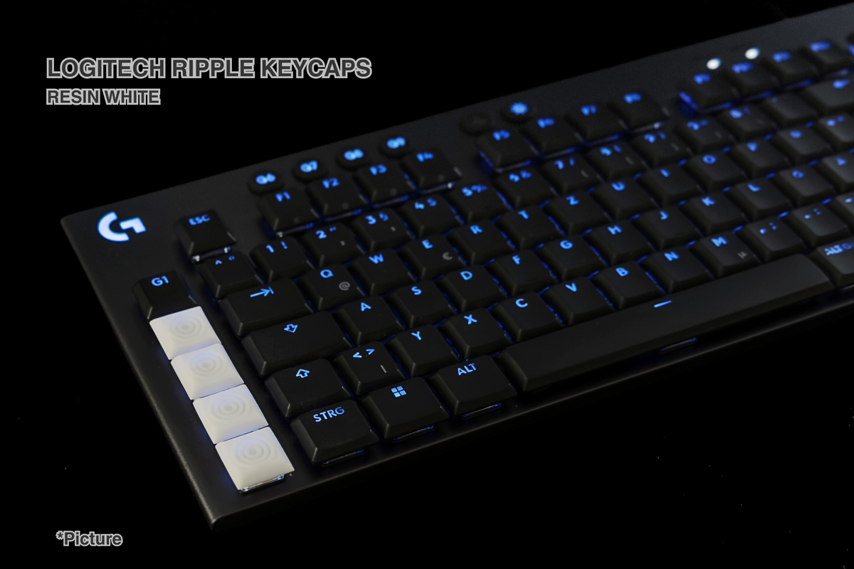 Logitech Ripple Keycaps Shown in Resin White