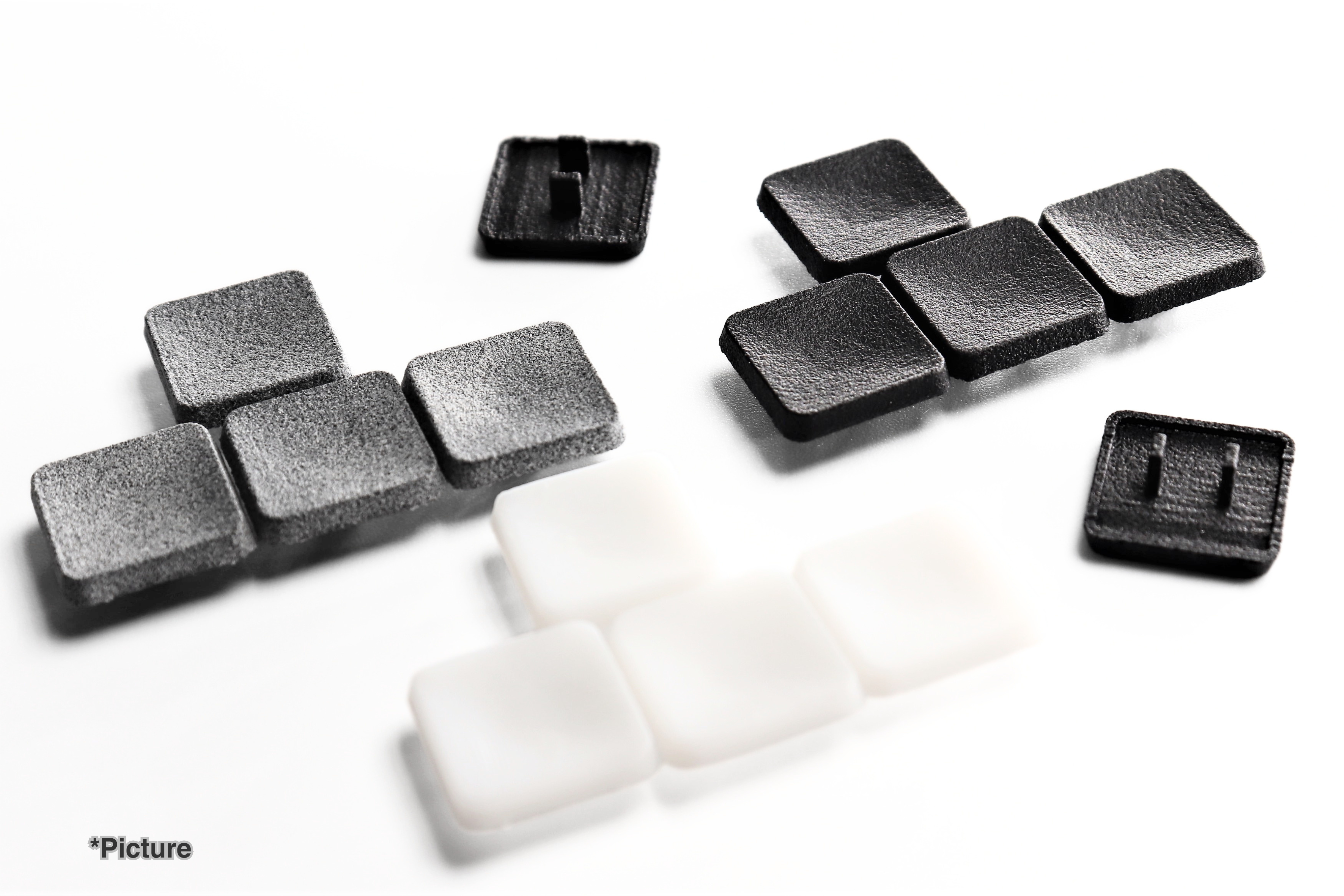 SCS Keycaps Shown in Different Material Options