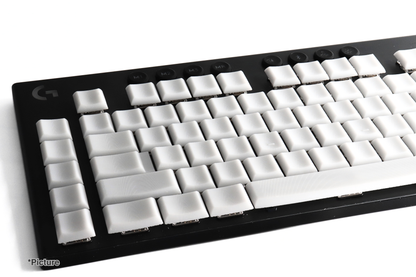 White Resin Logitech Modifiers Installed on Keyboard 