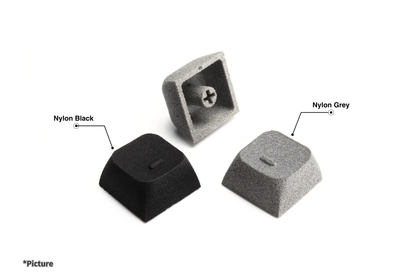 XDA Homing Keycaps Shown in Nylon Grey and Nylon Black