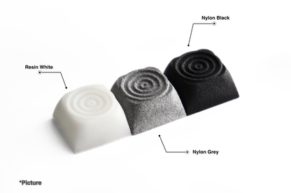 XDA Ripple Keycaps in Resin White, Nylon Grey, and Nylon Black